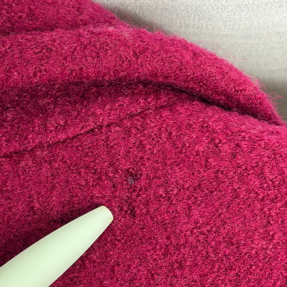 Talbots Magenta Wool Blend Double Breasted Pea Coat Boucle Womens Petite Size 8P - Picture 10 of 12